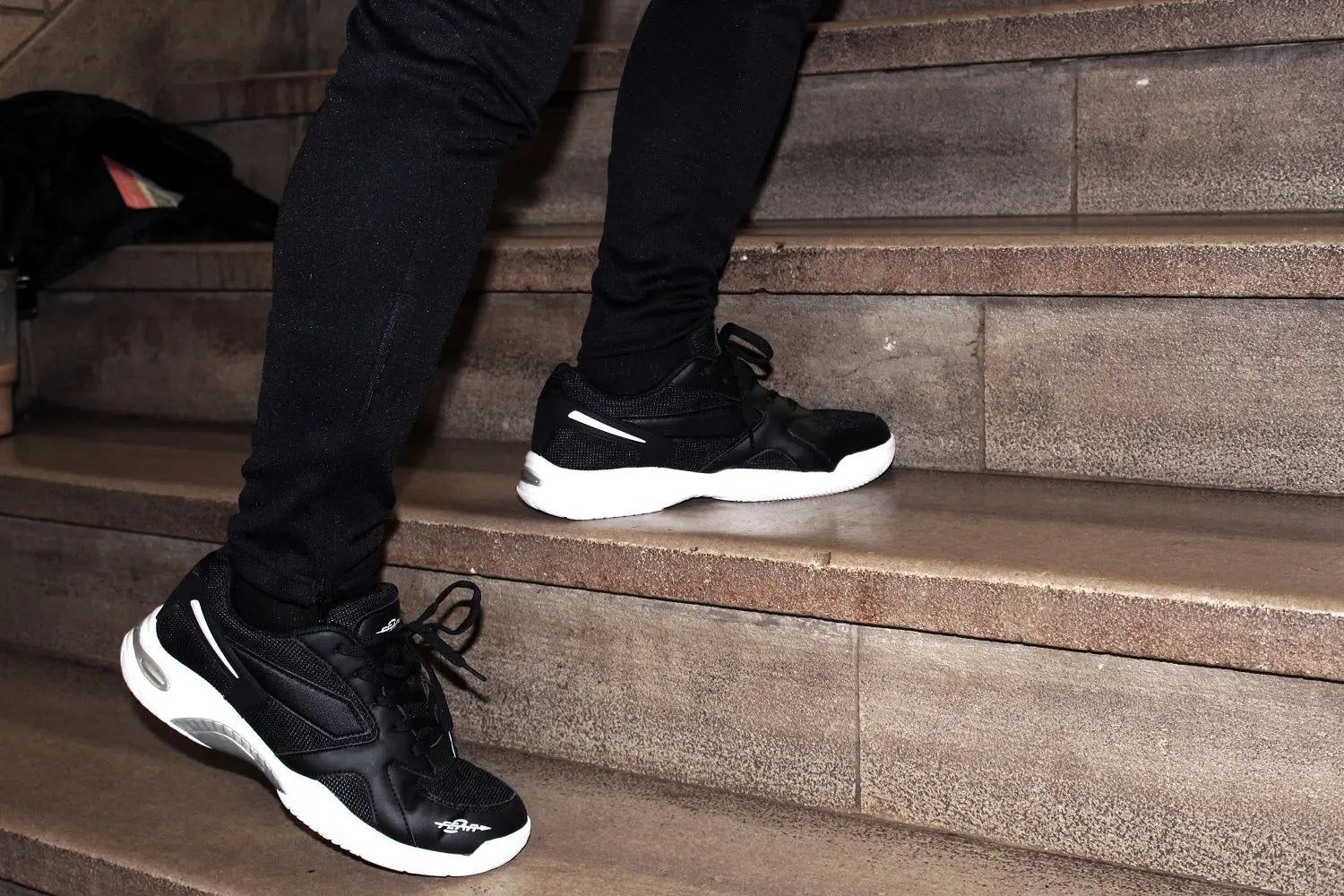 Men&#39;s High Arch Firm Support All-In-One Black Walking Shoes, Comfort &amp; Performance Style