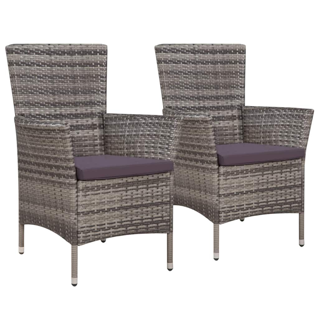 vidaXL Patio Chairs 2 pcs Poly Rattan Brown