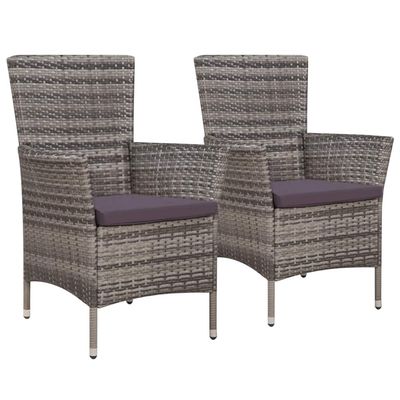 vidaXL Patio Chairs 2 pcs Poly Rattan Brown
