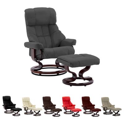 vidaXL Recliner with Ottoman Recliner Chair Faux Leather and Solid Bent Wood