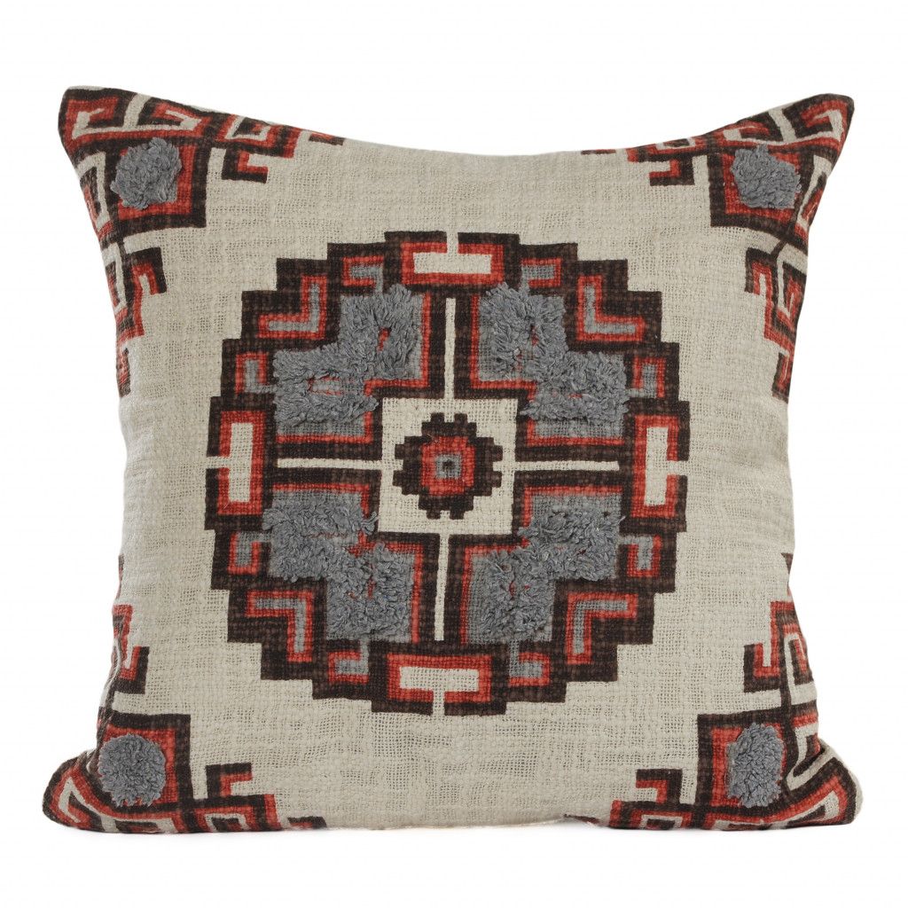18&quot; X 18&quot; Brown And Beige 100% Cotton Abstract Zippered Pillow