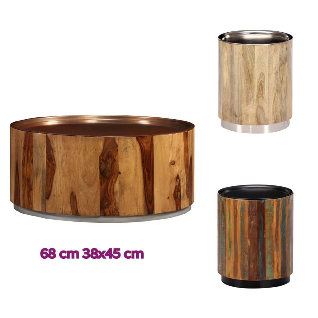 vidaXL Coffee Table Round End Table Accent Sofa Table Solid Wood Reclaimed