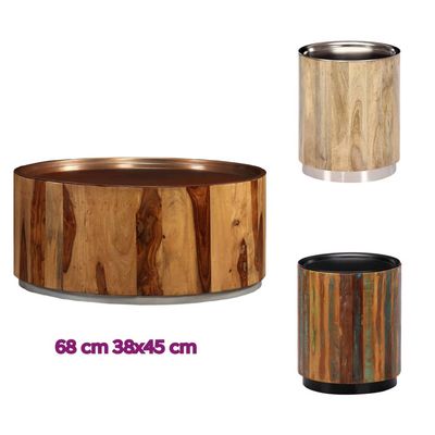 vidaXL Coffee Table Round End Table Accent Sofa Table Solid Wood Reclaimed