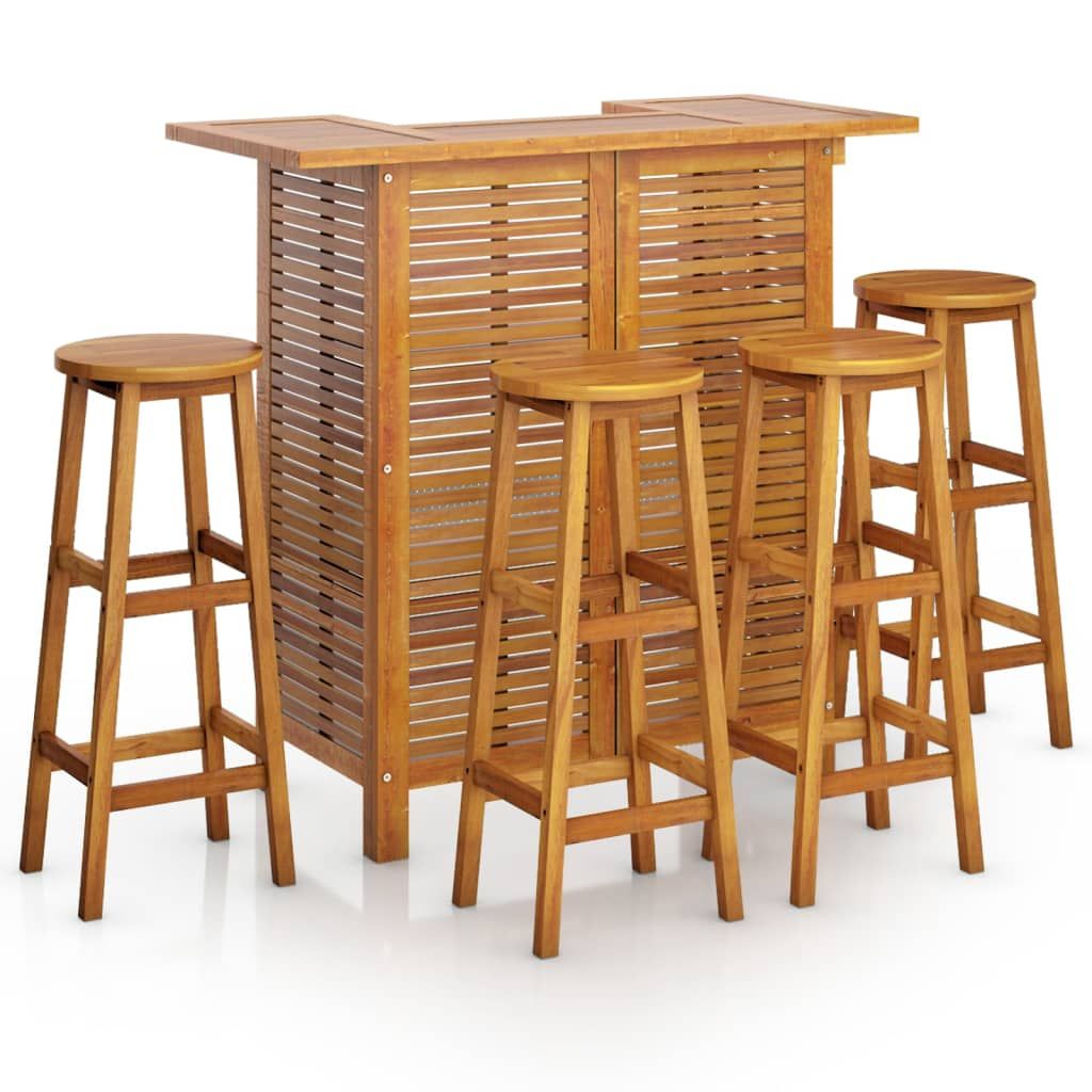 vidaXL 5 Piece Patio Bar Set Solid Wood Acacia
