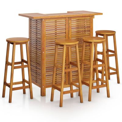 vidaXL 5 Piece Patio Bar Set Solid Wood Acacia