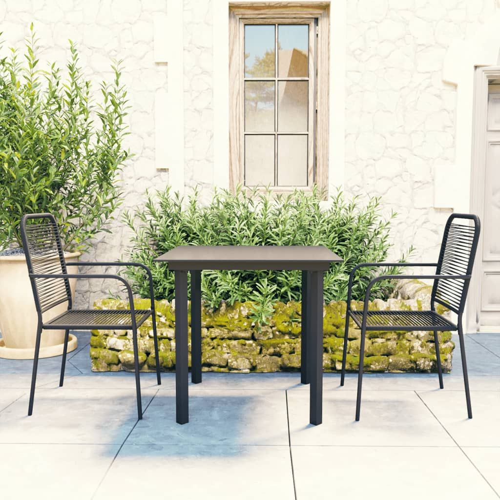 vidaXL Patio Dining Set Black Glass and Steel Seat 3/5/7/9 Piece Multi Sizes