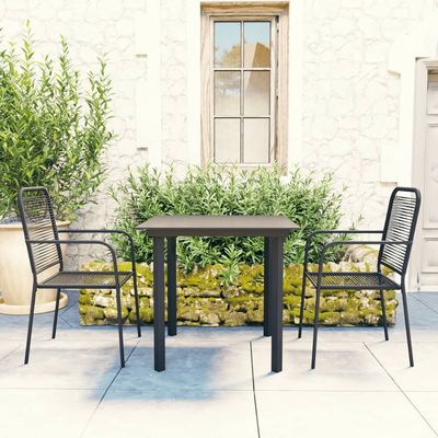 vidaXL Patio Dining Set Black Glass and Steel Seat 3/5/7/9 Piece Multi Sizes