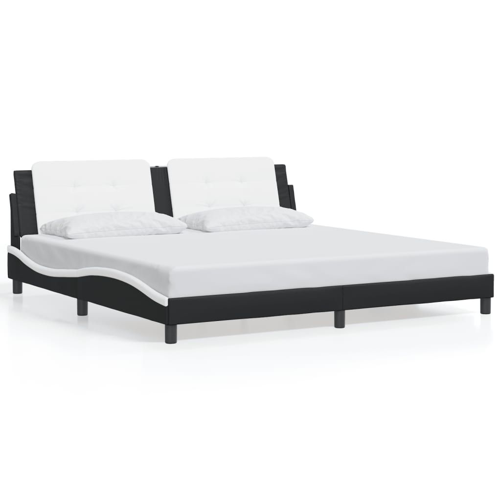 vidaXL Bed Frame with LED Light Platform Base Bedroom Furniture Faux Leather