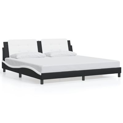 vidaXL Bed Frame with LED Light Platform Base Bedroom Furniture Faux Leather