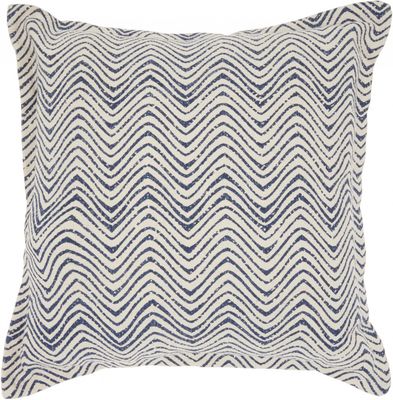 20&quot; Indigo And Ivory Waves Throw Pillow