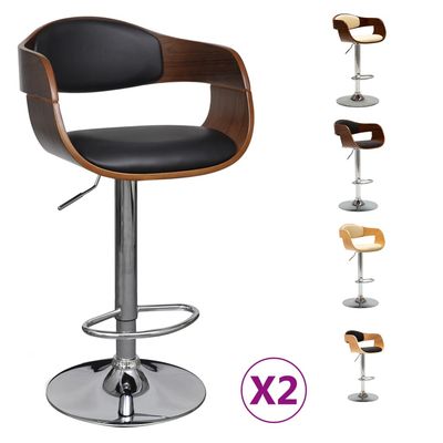 vidaXL Solid Bent Wood Bar Stool Faux Leather Bar Counter Seating Multi Colors