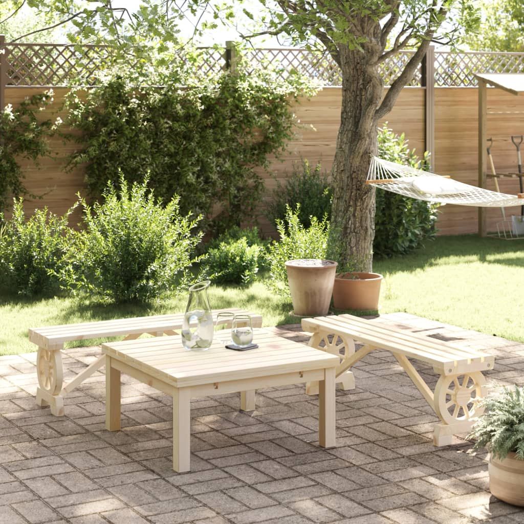vidaXL Patio Footstools Outdoor Ottoman Coffee Table 2 Pcs Solid Wood Fir