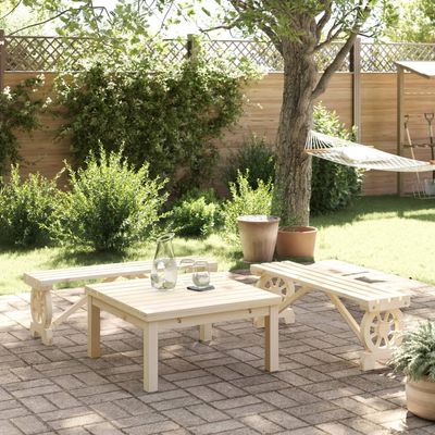 vidaXL Patio Footstools Outdoor Ottoman Coffee Table 2 Pcs Solid Wood Fir