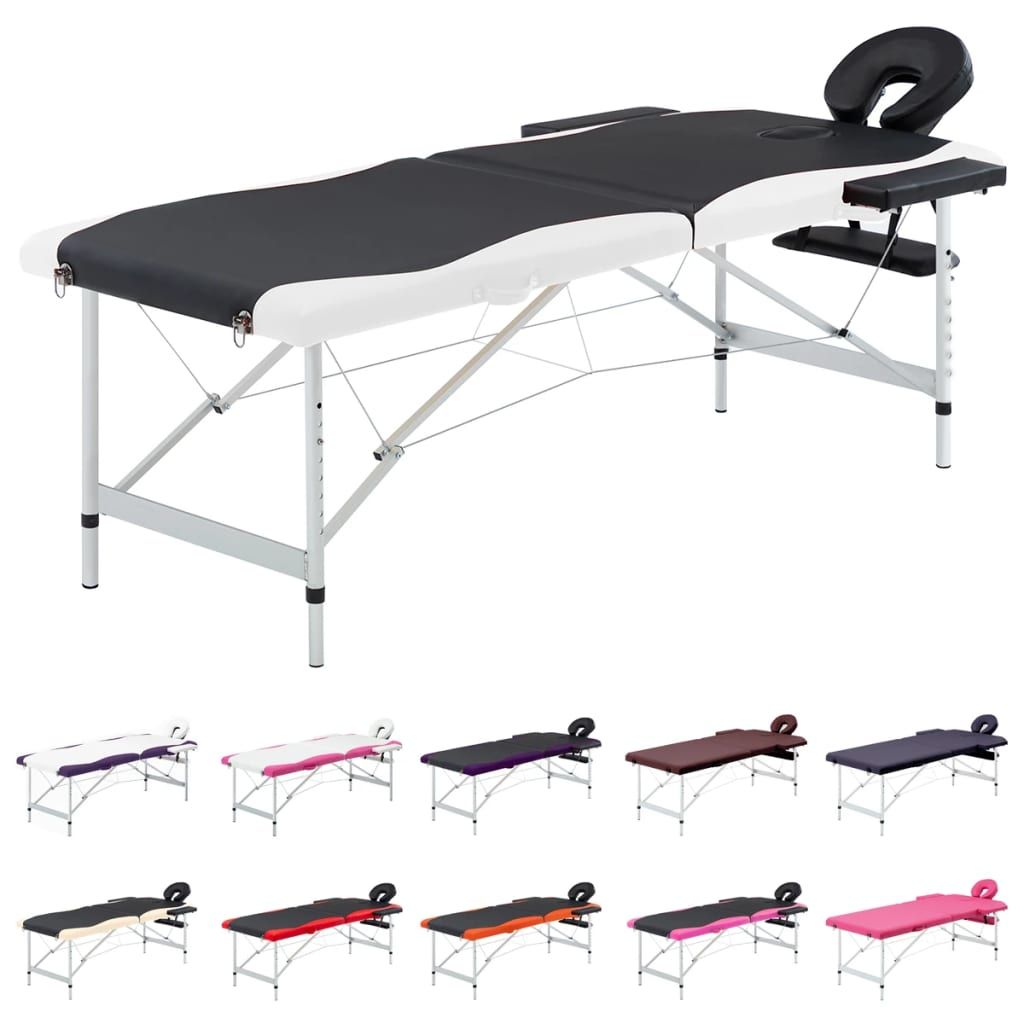 vidaXL Massage Table Foldable Massage Bed Salon Therapy Table 2 Zones Aluminum