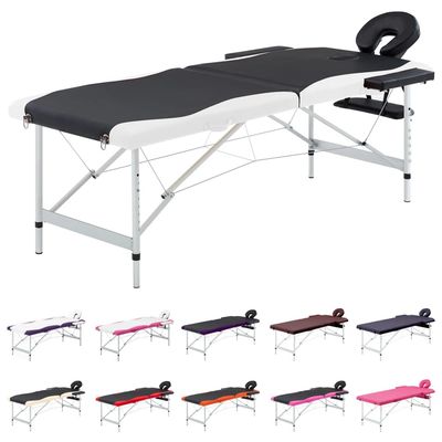 vidaXL Massage Table Foldable Massage Bed Salon Therapy Table 2 Zones Aluminum