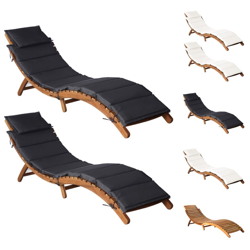 vidaXL Patio Lounge Chair Outdoor Sunbed Folding Sunlounger Solid Acacia Wood