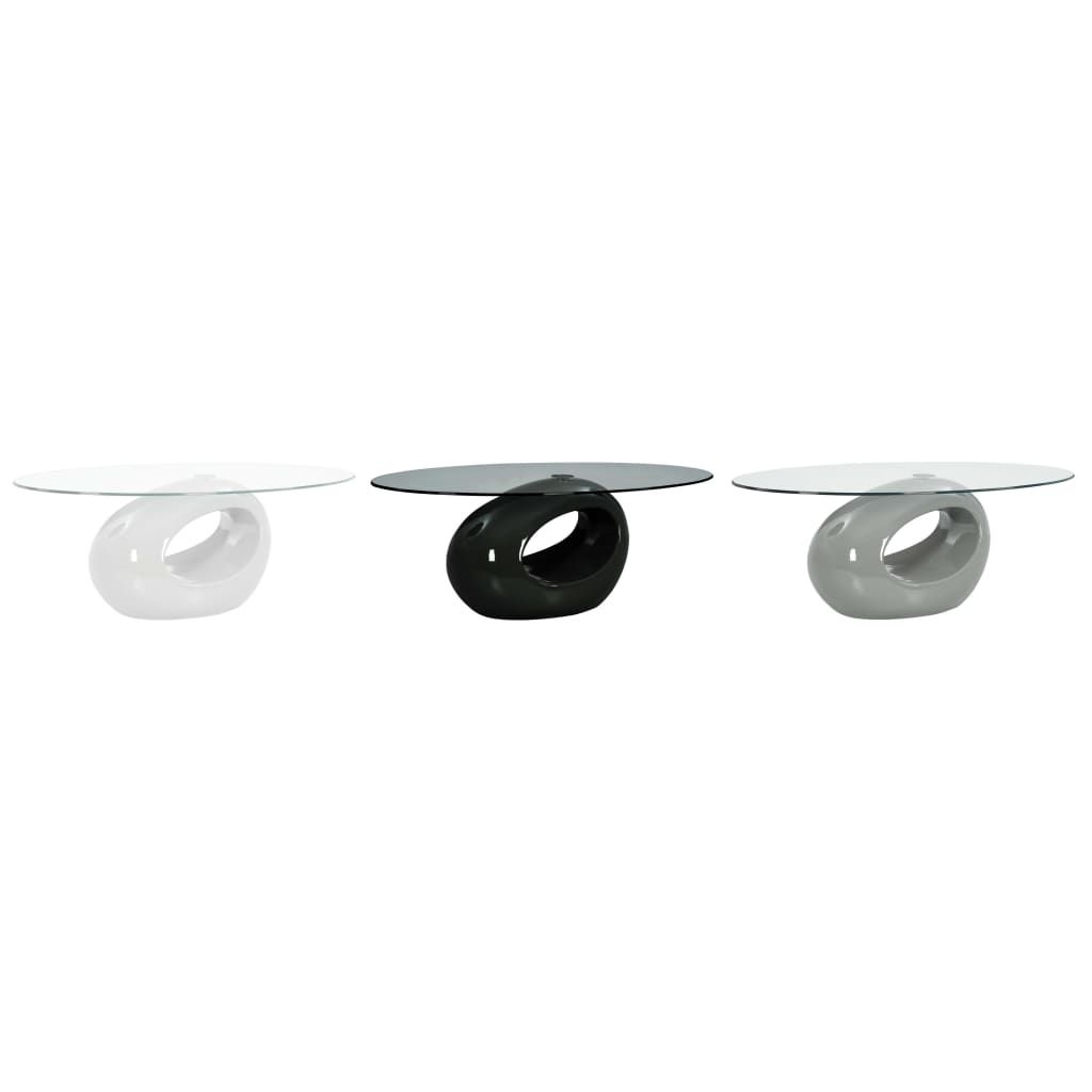 vidaXL Coffee Table Living Room End Table Side Sofa Table with Oval Glass Top
