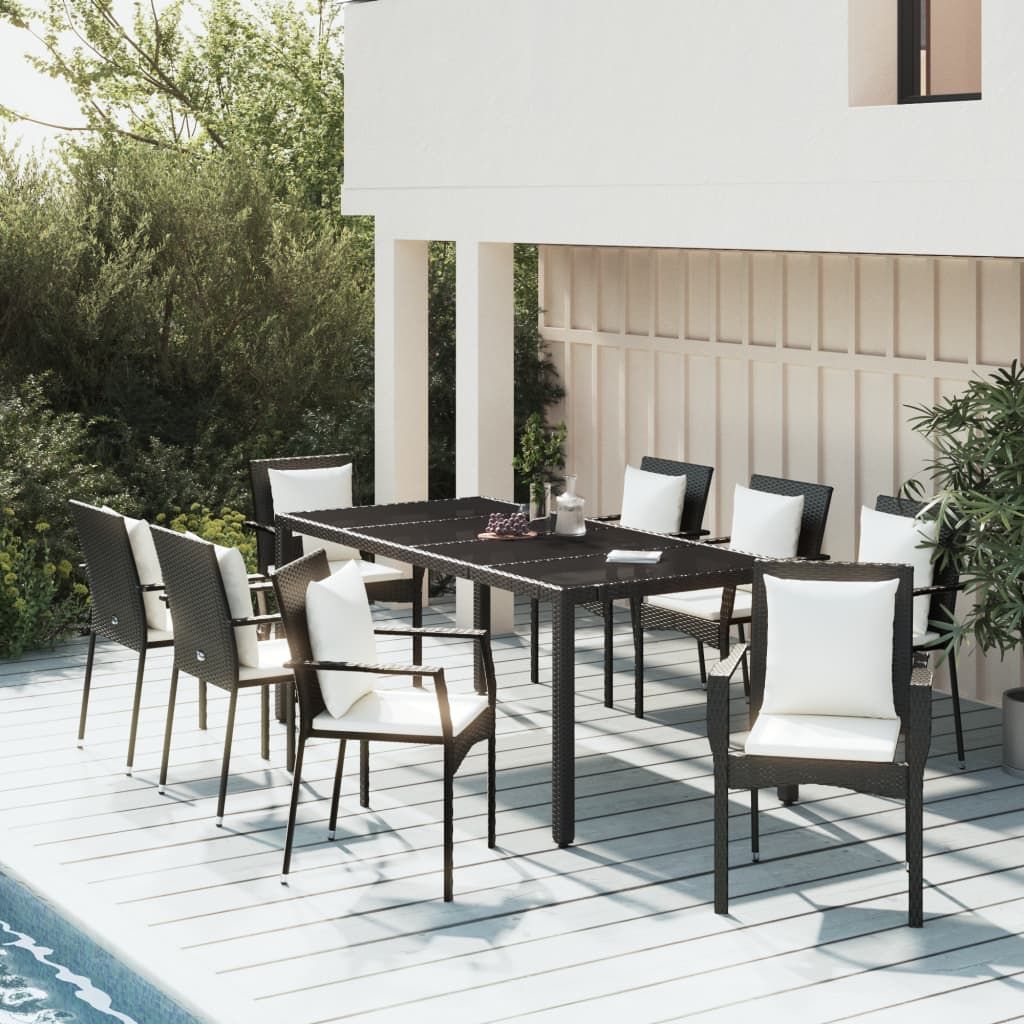 vidaXL Patio Dining Set Outdoor Conversation Set with Cushions Poly Rattan