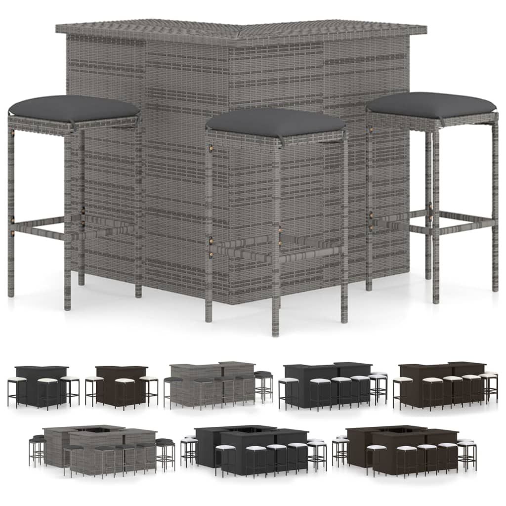 vidaXL Garden Bar Set with Cushions 4/8/16 Piece Poly Rattan Multi Colors