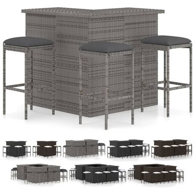 vidaXL Garden Bar Set with Cushions 4/8/16 Piece Poly Rattan Multi Colors