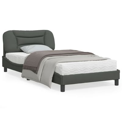 vidaXL Bed Frame with LED Lights Base Curved Platform Bedroom Furniture Fabric