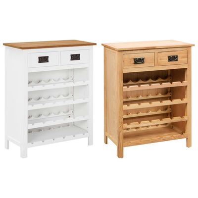 vidaXL Wine Cabinet Bottle Holder 2 Drawers Floor Wine Cabinet Solid Oak Wood