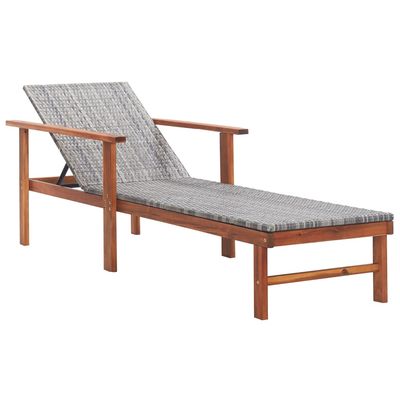 vidaXL Patio Lounge Chair Sunlounger Sunbed Poly Rattan and Solid Wood Acacia