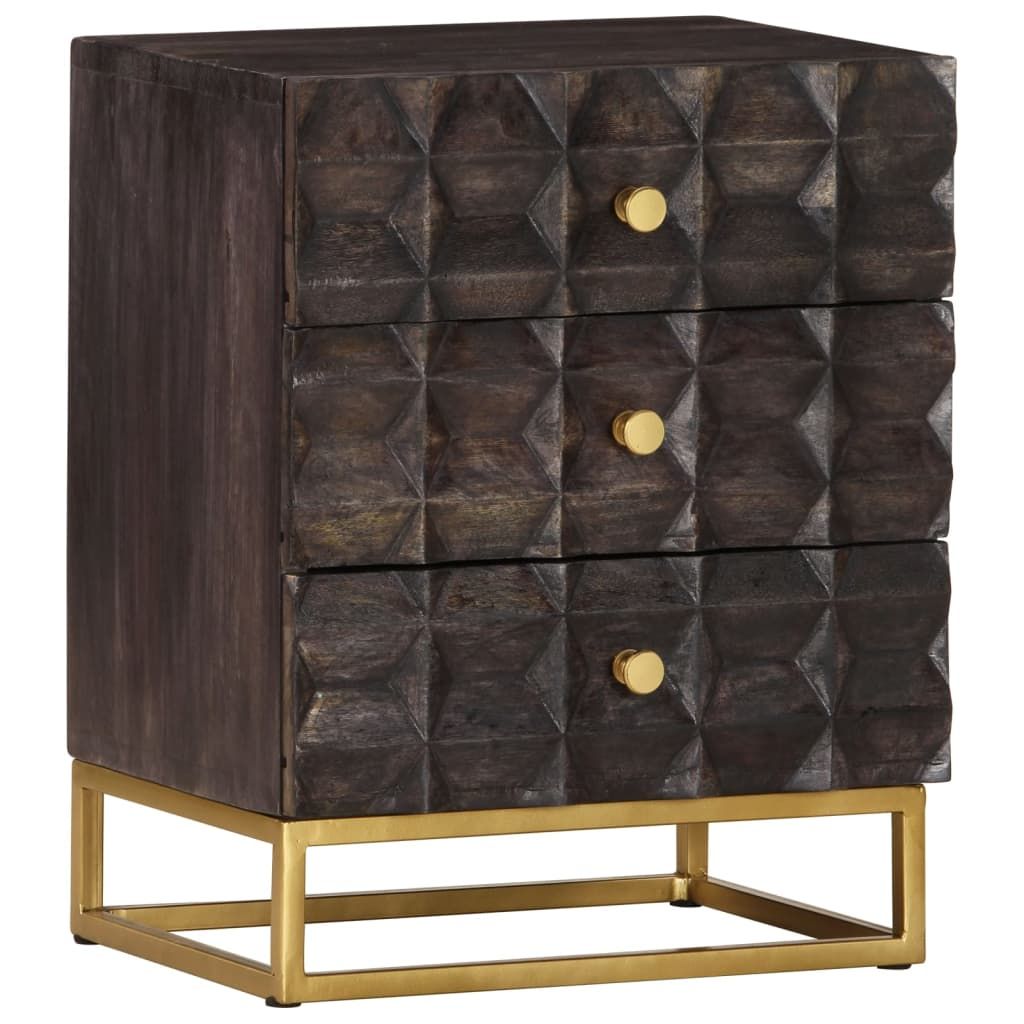 vidaXL Bed Cabinet Black 15.7&quot;x11.8&quot;x19.7&quot; Solid Mango Wood