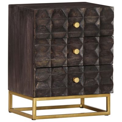 vidaXL Bed Cabinet Black 15.7&quot;x11.8&quot;x19.7&quot; Solid Mango Wood