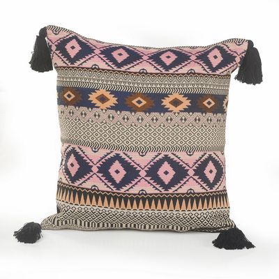 20&quot; Black and Yellow Throw Pillow with Tassels
