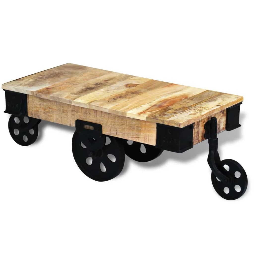 vidaXL Coffee Table End Table with Wheels Side Table Solid Wood Reclaimed