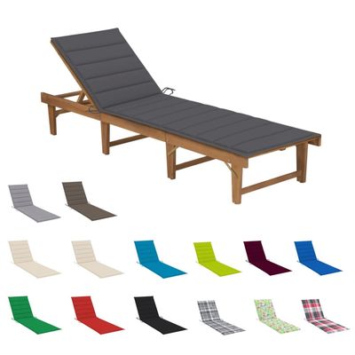vidaXL Patio Lounge Chair with Cushion Folding Sunlounger Solid Acacia Wood
