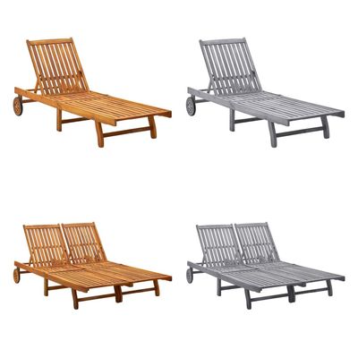 vidaXL Patio Lounge Chair Outdoor Sunbed Poolside Sunlounger Solid Wood Acacia