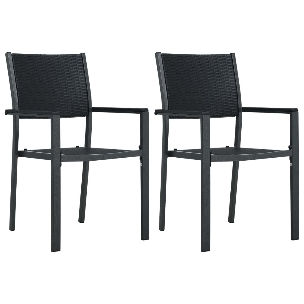 vidaXL Patio Chairs Dining Chair for Deck Porch Black Plastic Rattan Look
