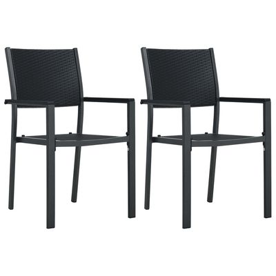 vidaXL Patio Chairs Dining Chair for Deck Porch Black Plastic Rattan Look