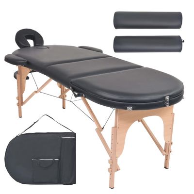 vidaXL Massage Table Portable Massage Therapy Bed Thick with 2 Bolsters Oval