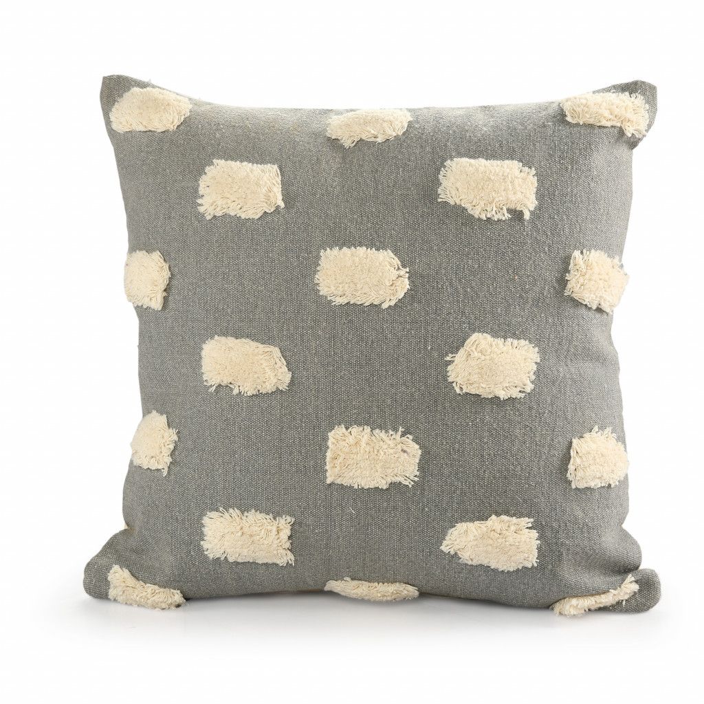 20&quot; X 20&quot; Gray 100% Cotton Zippered Pillow