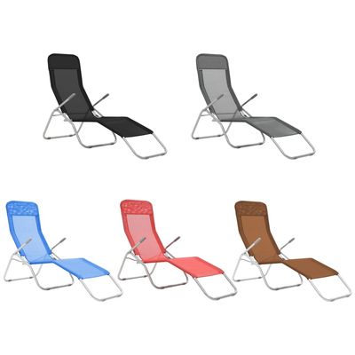 vidaXL Deckchairs Outdoor Lounge Chairs Folding Sunlounger Sunbed Textilene