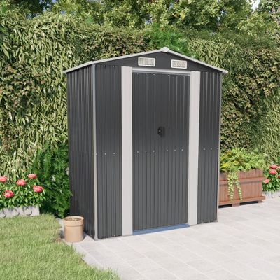 vidaXL Storage Shed Outdoor Storage Shed for Backyard Patio Galvanized Steel