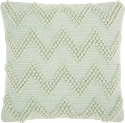 Boho Seafoam Green Textural Chevron Throw Pillow