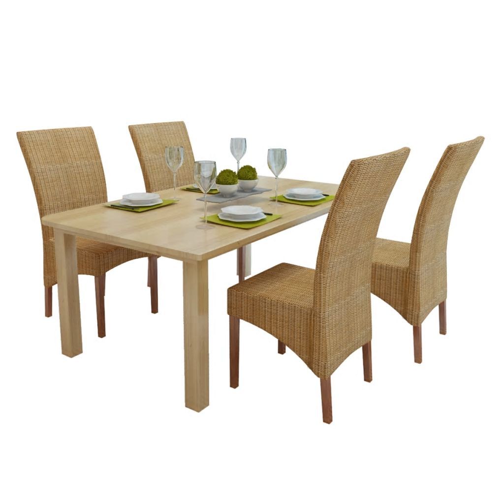 vidaXL Dining Chair Woven Dining Room Kitchen Furniture Brown Natural Rattan