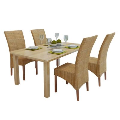 vidaXL Dining Chair Woven Dining Room Kitchen Furniture Brown Natural Rattan