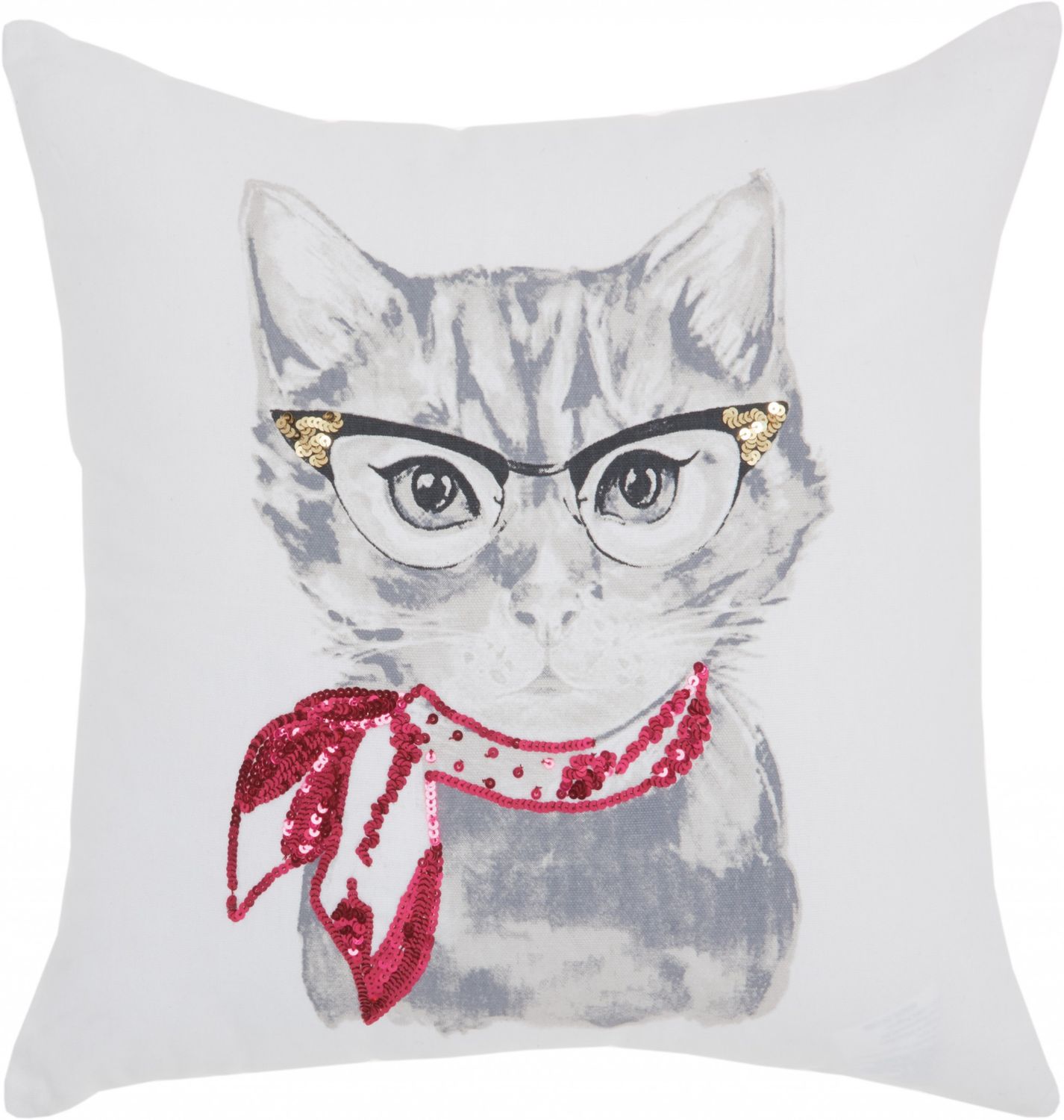18&quot; Red and White Cotton Throw Pillow