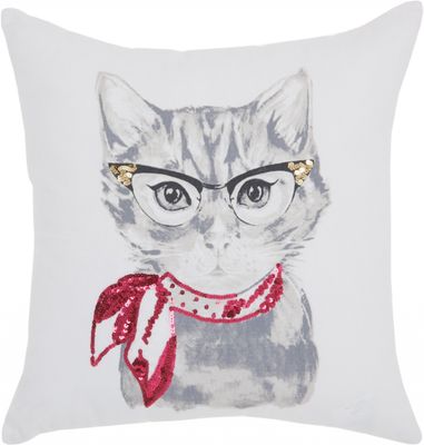 18&quot; Red and White Cotton Throw Pillow