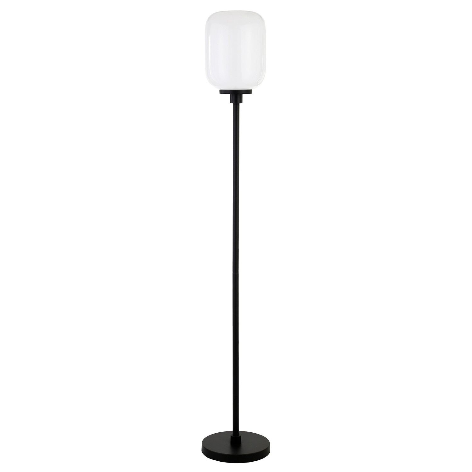 69&quot; Black Novelty Floor Lamp With White Frosted Glass Globe Shade