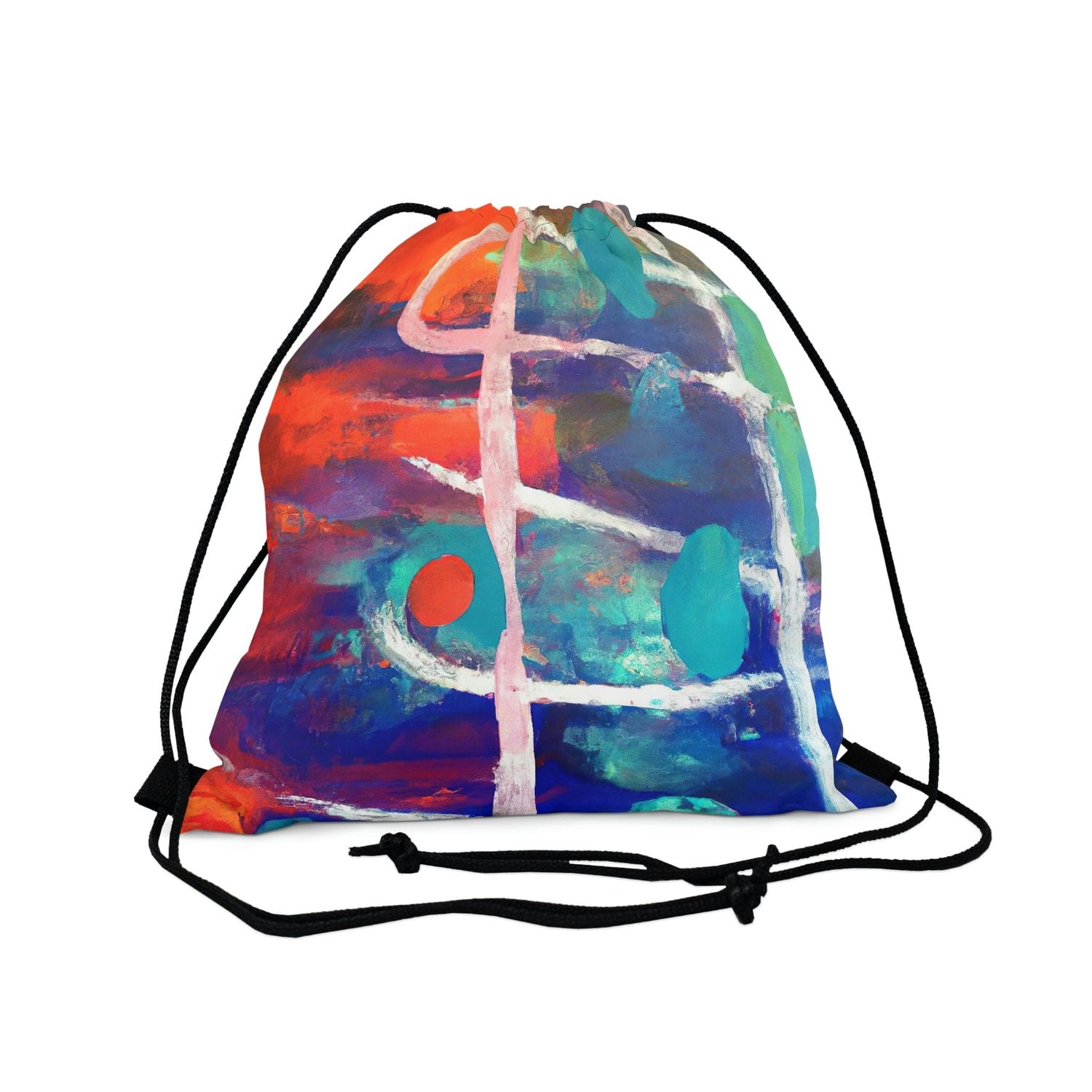 Drawstring Bag - Multicolor Abstract Expression Pattern 030423b