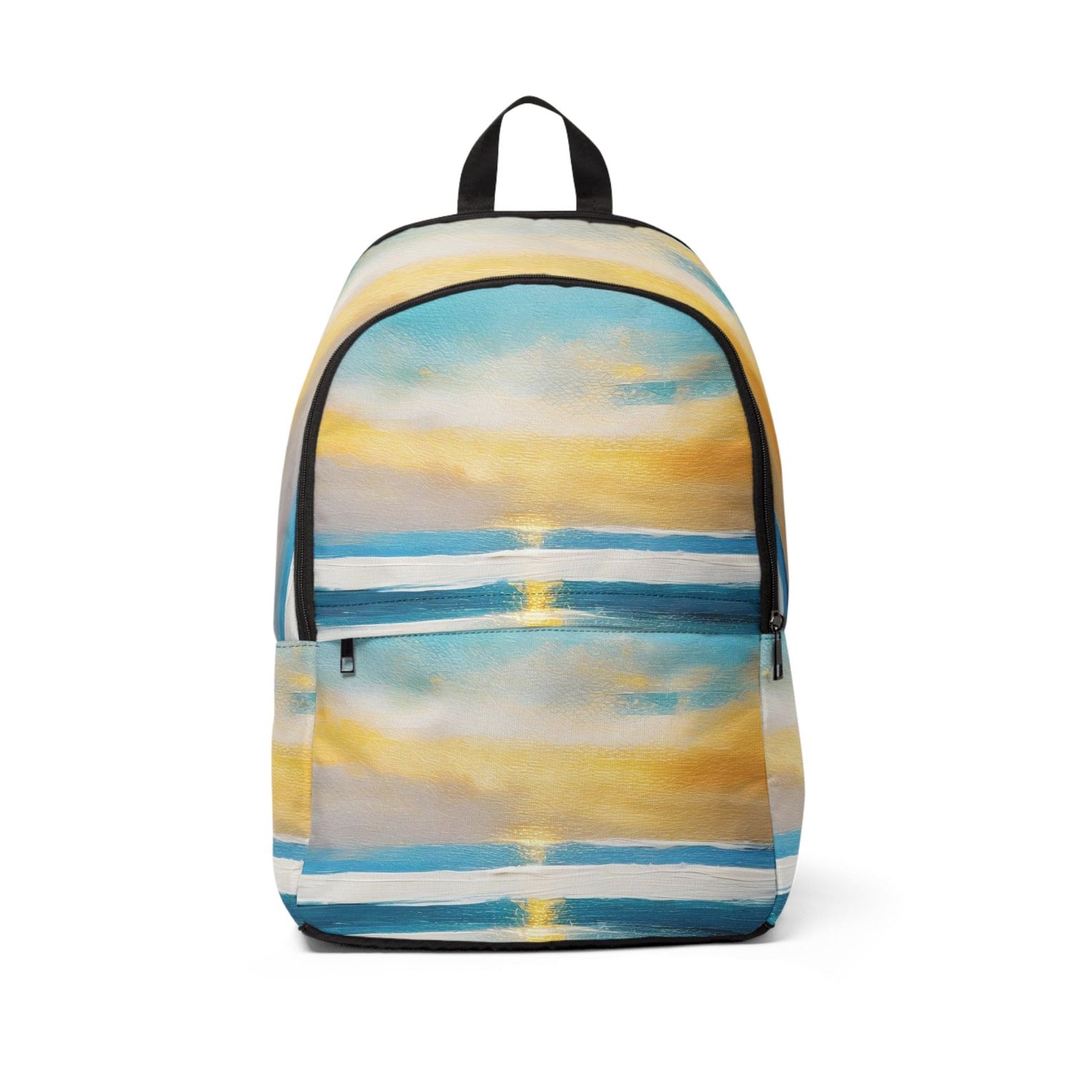 Fashion Backpack Waterproof Blue Ocean Golden Sunset Print