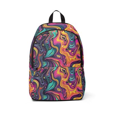 Fashion Backpack Waterproof Vibrant Psychedelic Kaleidoscope Boho Print