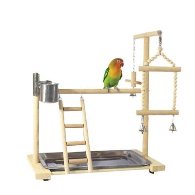 Wooden Avian Oasis: Small Cockatiel Floor Parrot Standing Stand