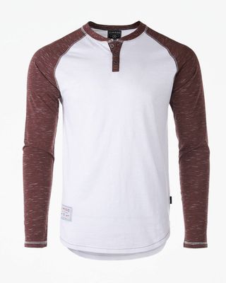 ZIMEGO Men&#39;s Long Sleeve Athletic Stripes Arm Contrast Raglan Henley - ZGLS555